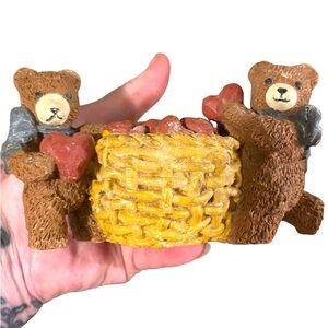Teddy bears with basket of hearts